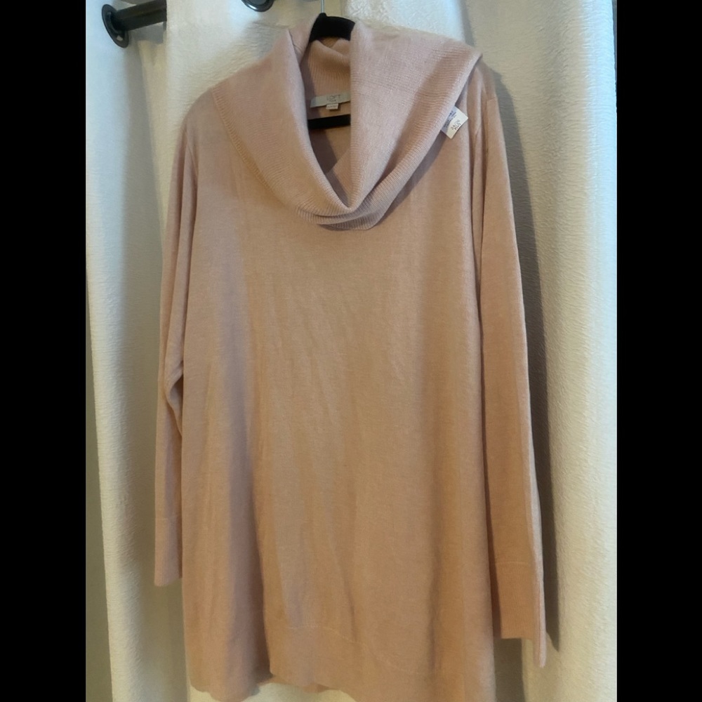 Light pink cowl Loft Sweater 24/26 NWT